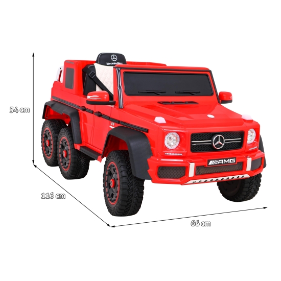 Mercedes G63 AMG Autko na akumulator Czerwony + Pilot + 6 kół EVA + Wolny Start + MP3 LED