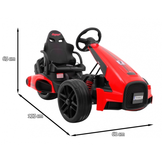 Gokart na akumulator Bolid XR-1 dla dzieci Czerwony + Regulowana kierownica + Profilowane siedzenie