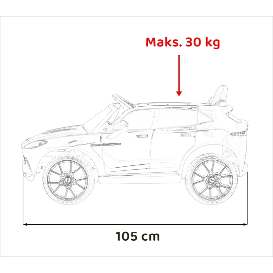 Aston Martin DBX na akumulator dla dzieci Biały + Pilot + EVA + Pasy + Wolny Start + Audio LED