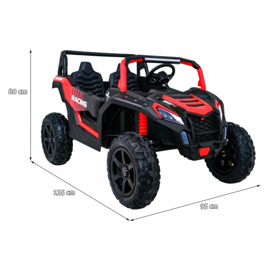 Buggy ATV Strong Racing dla 2 dzieci Czerwony + Silnik bezszczotkowy + Pompowane koła + Audio LED