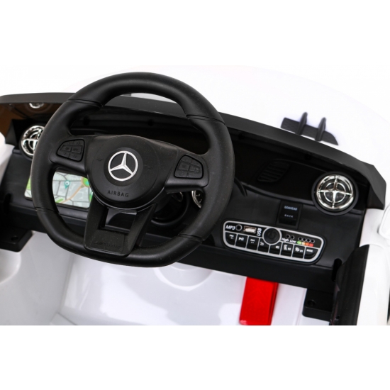 Mercedes Benz AMG SL65 S elektryczny dla dzieci Biały + Pilot + Audio LED + Ekoskóra + EVA + Wolny Start