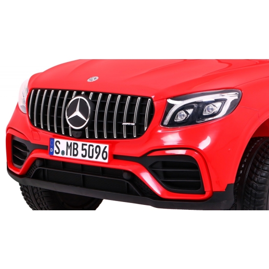 Auto Mercedes GLC 63S dla dzieci Czerwony + Napęd 4x4 + MP4 + LED + Ekoskóra + Wolny Start + EVA