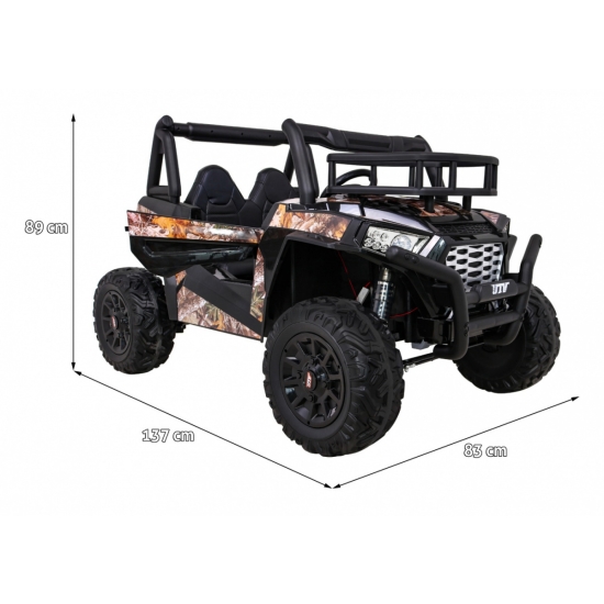 Buggy UTV Terenówka dla dzieci Czarny + Pilot + Bagażnik + Wolny Start + EVA + MP3 LED