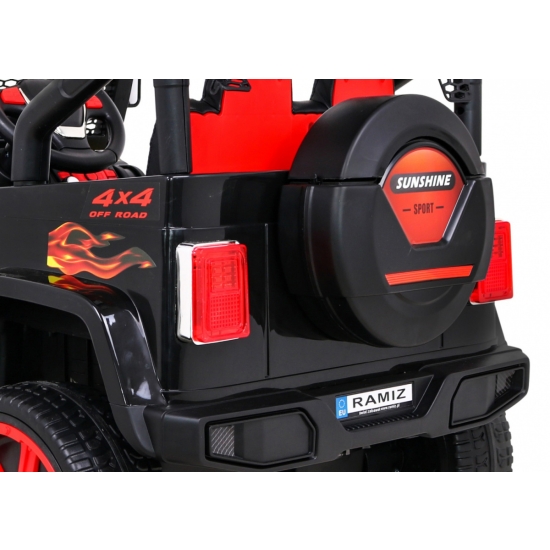 Autko terenowe Raptor Drifter Płomienie + Pilot + Napęd 4x4 + Schowek + Wolny Start + MP3 LED