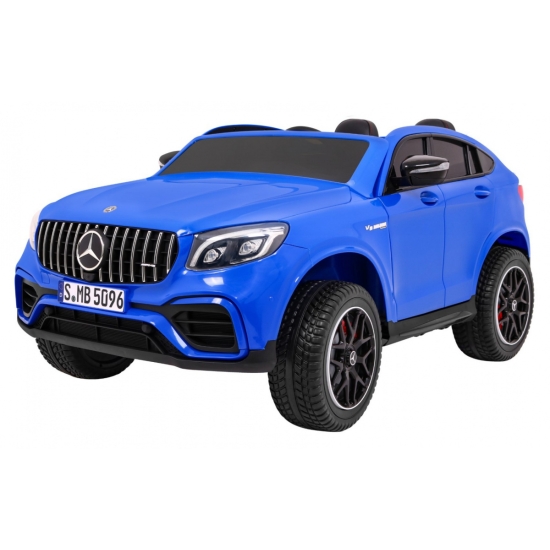 Auto Mercedes GLC 63S dla dzieci Niebieski + Napęd 4x4 + MP4 + LED + Ekoskóra + Wolny Start + EVA