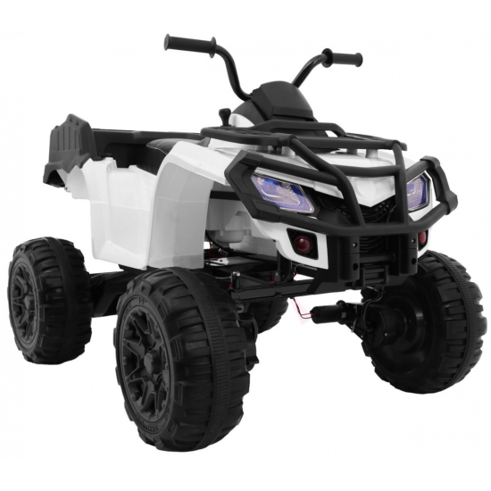 Quad XL ATV na akumulator dla dzieci Biały + Napęd 4x4 + Bagażnik + Wolny Start + EVA + Audio LED