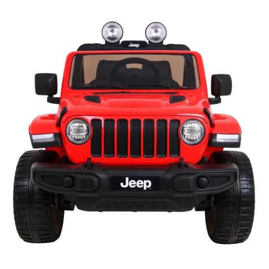 Jeep Wrangler Rubicon na akumulator dla dzieci Czerwony + Pilot + Radio MP3 LED + Koła EVA