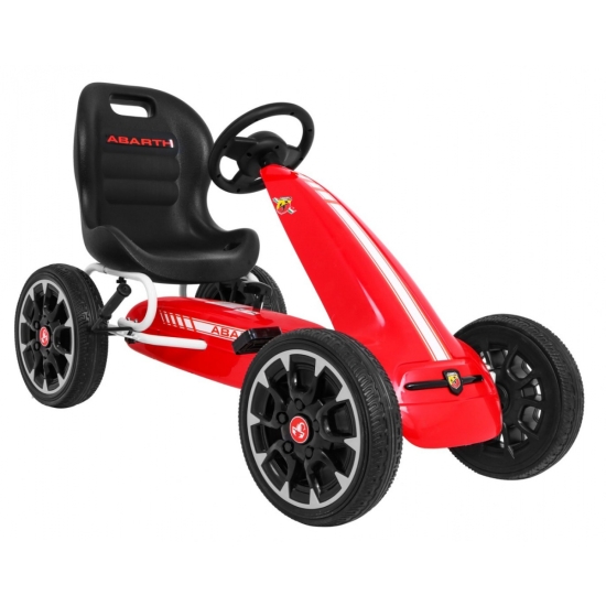 Gokart ABARTH na pedały dla dzieci Czerwony + Koła EVA + Hamulec ręczny + Wolny bieg