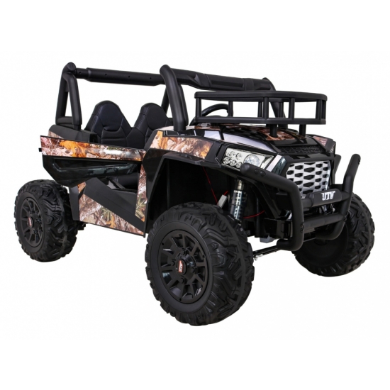 Buggy UTV Terenówka dla dzieci Czarny + Pilot + Bagażnik + Wolny Start + EVA + MP3 LED