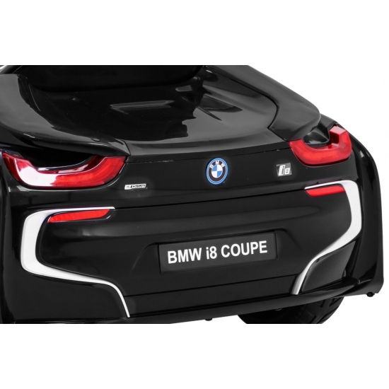 BMW I8 Lift Auto na akumulator Czarny + Pilot + Wolny Start + 3-pkt pasy + MP3 USB + LED