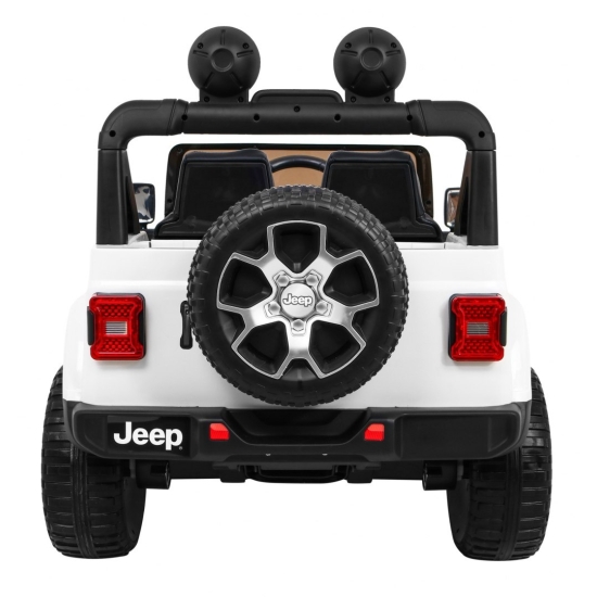 Jeep Wrangler Rubicon na akumulator dla dzieci Biały + Pilot + Radio MP3 LED + Koła EVA