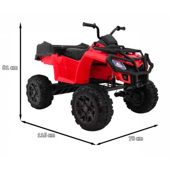 Quad XL ATV na akumulator dla dzieci Czerwony + Napęd 4x4 + Bagażnik + Wolny Start + EVA + Audio LED