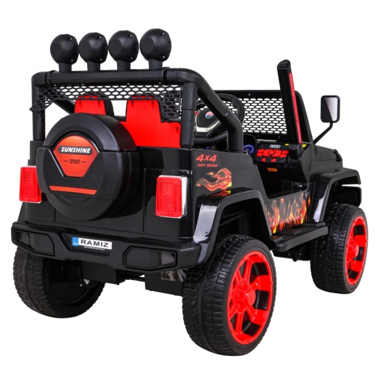 Autko terenowe Raptor Drifter Płomienie + Pilot + Napęd 4x4 + Schowek + Wolny Start + MP3 LED