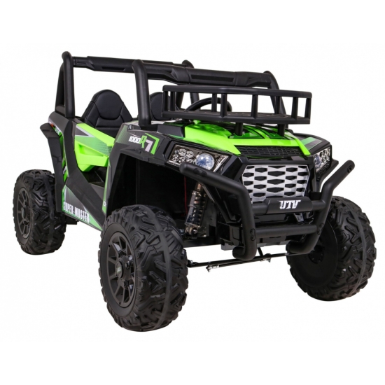 Buggy UTV Terenówka dla dzieci Zielony + Pilot + Bagażnik + Wolny Start + EVA + MP3 LED