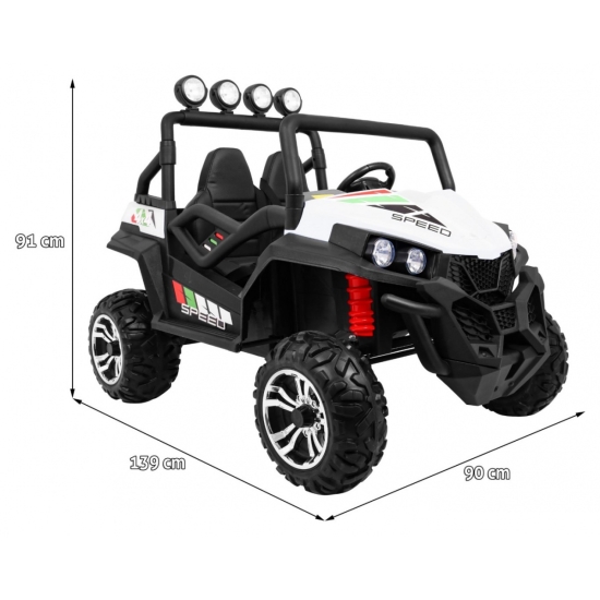 Grand Buggy Strong Lift dla dzieci Biały + Napęd 4x4 + Pilot + Bagażnik + Radio MP3 + LED