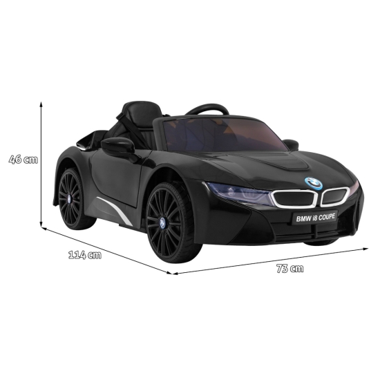 BMW I8 Lift Auto na akumulator Czarny + Pilot + Wolny Start + 3-pkt pasy + MP3 USB + LED