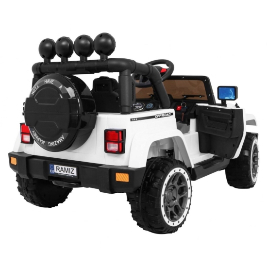 Auto Terenowe Full Time 4WD dla dzieci Biały + Napęd 4x4 + Pilot + Audio LED + Schowek