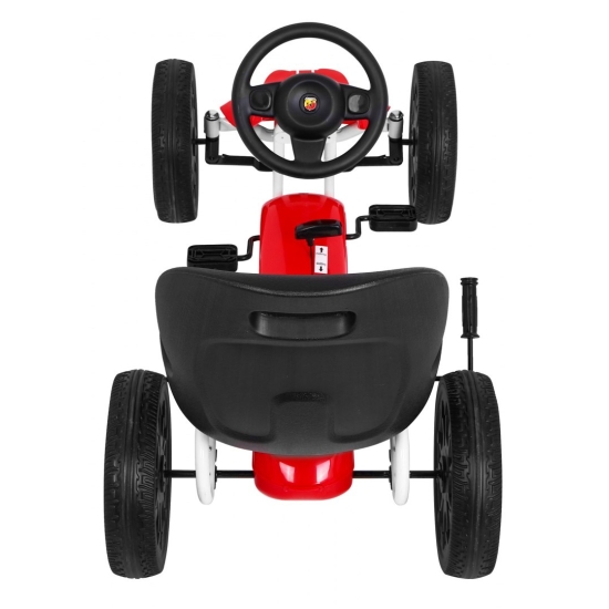 Gokart ABARTH na pedały dla dzieci Czerwony + Koła EVA + Hamulec ręczny + Wolny bieg