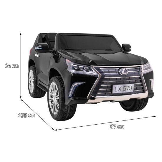 Lexus LX570 Lakierowane Autko dla 2 dzieci Czarny + Pilot + Koła EVA + Radio MP3 LED