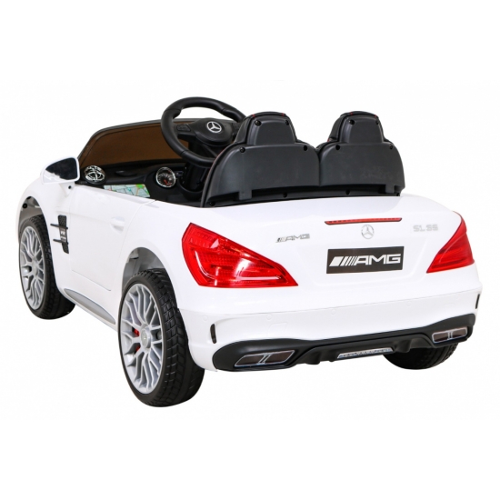 Mercedes Benz AMG SL65 S elektryczny dla dzieci Biały + Pilot + Audio LED + Ekoskóra + EVA + Wolny Start