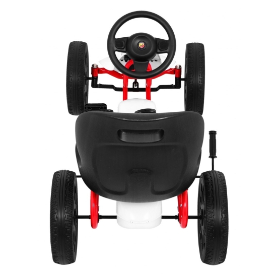 Gokart ABARTH na pedały dla dzieci Biały + Koła EVA + Hamulec ręczny + Wolny bieg