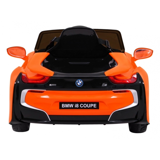 BMW I8 Lift Auto na akumulator Pomarańczowy + Pilot + Wolny Start + 3-pkt pasy + MP3 USB + LED