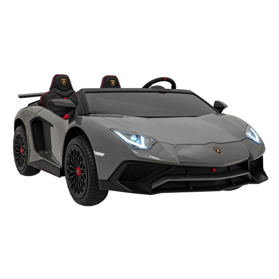 Lamborghini Aventador SV na akumulator dla 2 dzieci Szary + Silnik bezszczotkowy + Pompowane koła + Audio LED