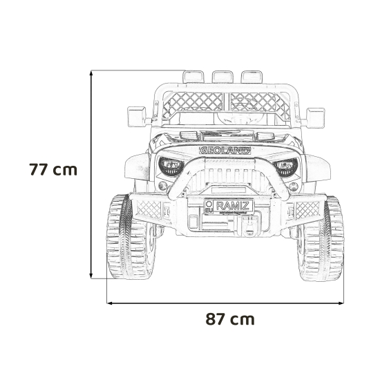 Autko terenowe Geoland Power dla 2 dzieci Żółty + Pilot + Silniki 2x200W + Bagażnik + Radio MP3 + LED