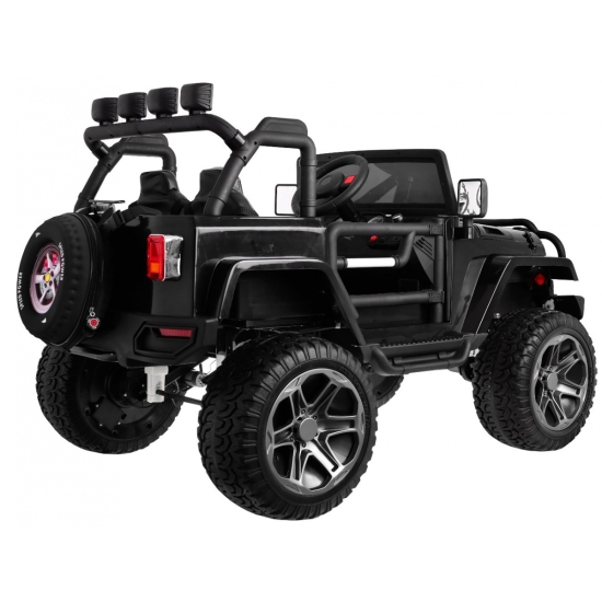 Auto terenowe typu jeep Monster 4x4 dla dzieci Czarny + Pilot + Regulacja siedzenia + Wolny Start + MP3 LED + Bagażnik + Plecak