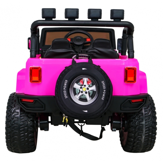 Auto terenowe typu jeep Monster 4x4 dla dzieci Różowy + Pilot + Regulacja siedzenia + Wolny Start + MP3 LED + Bagażnik + Plecak