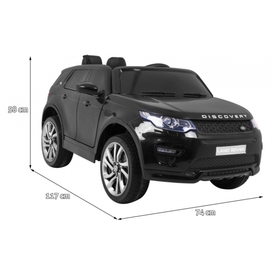 Land Rover Discovery dla dzieci Czarny + Pilot + 5-pkt pasy + Regulacja siedzenia + EVA + MP3 LED