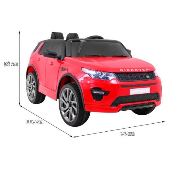 Land Rover Discovery dla dzieci Czerwony + Pilot + 5-pkt pasy + Regulacja siedzenia + EVA + MP3 LED