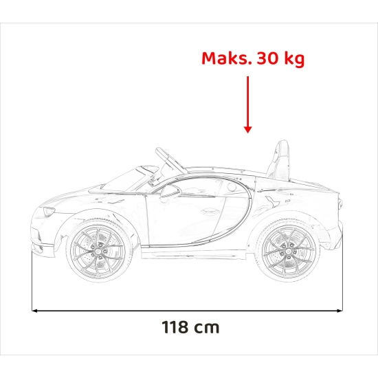 Bugatti Chiron na akumulator dla dzieci Niebieski + Pilot + Bagażnik + EVA + Amortyzatory + Audio LED