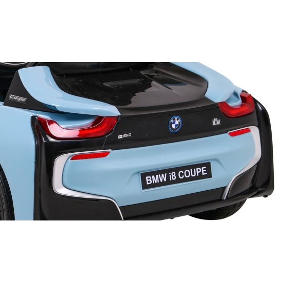 BMW I8 Lift Auto na akumulator Niebieski + Pilot + Wolny Start + 3-pkt pasy + MP3 USB + LED