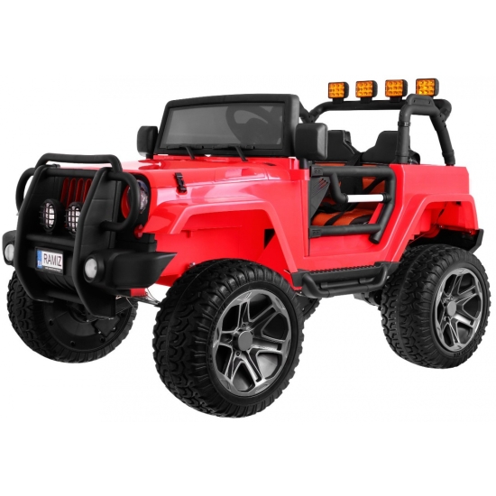 Auto terenowe typu jeep Monster 4x4 dla dzieci Czerwony + Pilot + Regulacja siedzenia + MP3 LED + Bagażnik + Plecak