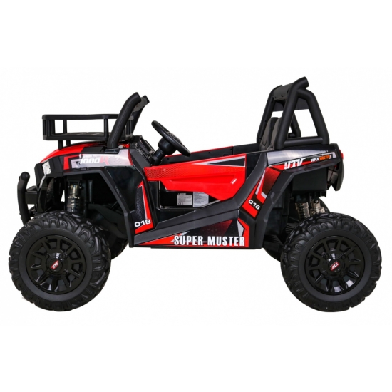 Buggy UTV Terenówka dla dzieci Czerwony + Pilot + Bagażnik + Wolny Start + EVA + MP3 LED