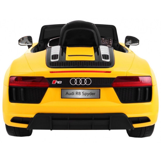 Audi R8 Spyder na akumulator Żółty + Pilot + EVA + Wolny Start + Radio MP3 + LED