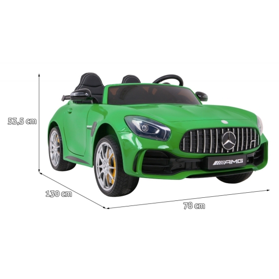 Mercedes-Benz GT R dla dzieci Lakier Zielony + Napęd 4x4 + Nawiew powietrza + Pilot + EVA + MP3 LED