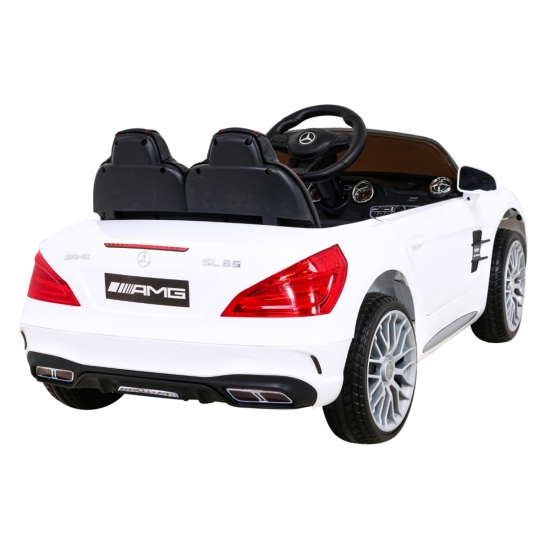 Mercedes Benz AMG SL65 S elektryczny dla dzieci Biały + Pilot + Audio LED + Ekoskóra + EVA + Wolny Start