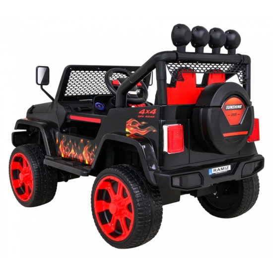 Autko terenowe Raptor Drifter Płomienie + Pilot + Napęd 4x4 + Schowek + Wolny Start + MP3 LED