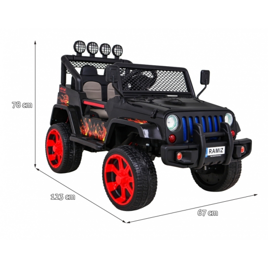 Autko terenowe Raptor Drifter Płomienie + Pilot + Napęd 4x4 + Schowek + Wolny Start + MP3 LED