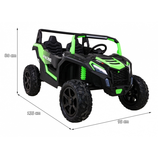 Buggy ATV Strong Racing dla 2 dzieci Zielony + Silnik bezszczotkowy + Pompowane koła + Audio LED