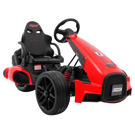 Gokart na akumulator Bolid XR-1 dla dzieci Czerwony + Regulowana kierownica + Profilowane siedzenie