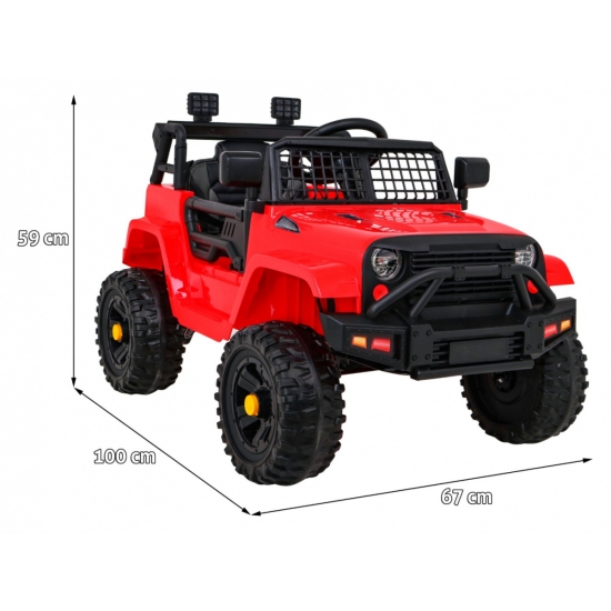 Autko Jeep Dark Night na akumulator dla dzieci Czerwony + Wolny Start + EVA + Audio LED