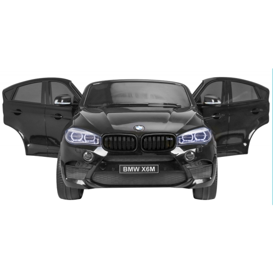 BMW X6M XXL dla 2 dzieci Lakier Czarny + Pilot + Ekoskóra + Pasy + Wolny Start + MP3 + LED