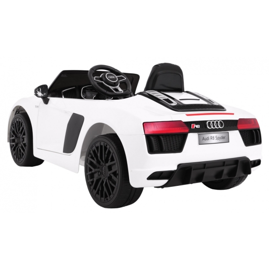 Audi R8 Spyder na akumulator Biały + Pilot + EVA + Wolny Start + Radio MP3 + LED