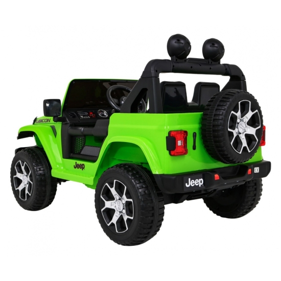 Jeep Wrangler Rubicon na akumulator dla dzieci Zielony + Pilot + Radio MP3 LED + Koła EVA