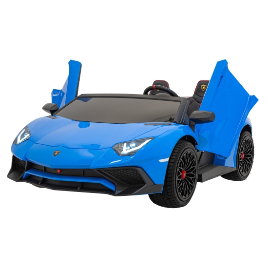 Lamborghini Aventador SV na akumulator dla 2 dzieci Niebieski + Silnik bezszczotkowy + Pompowane koła + Audio LED