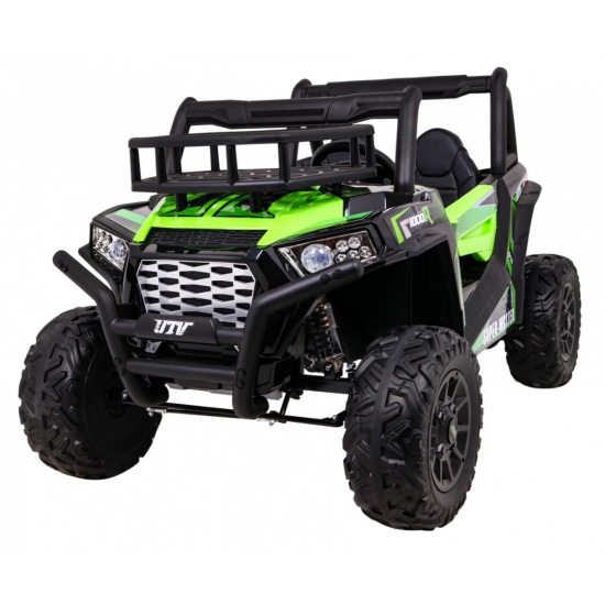 Buggy UTV Terenówka dla dzieci Zielony + Pilot + Bagażnik + Wolny Start + EVA + MP3 LED