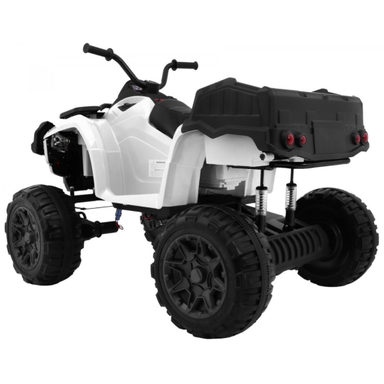 Quad XL ATV na akumulator dla dzieci Biały + Napęd 4x4 + Bagażnik + Wolny Start + EVA + Audio LED